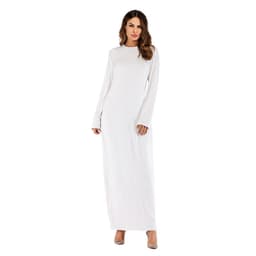 image-Europe and the United States trend modal cotton thin round neck long-sleeved solid color dress 9099