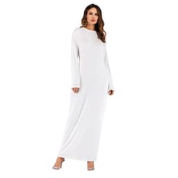image-Europe and the United States trend modal cotton thin round neck long-sleeved solid color dress 9099