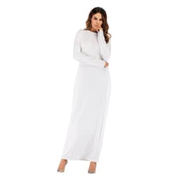 image-Europe and the United States trend modal cotton thin round neck long-sleeved solid color dress 9099