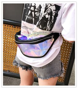 image-Sports pockets running mobile phone waterproof bag PU transparent reflective chest bag Messenger bag laser pockets ladies cross-border