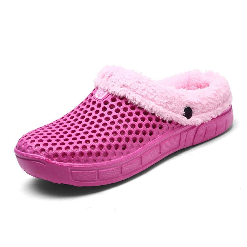 image-Winter Velvet Slippers - Rose Red Thick Sole, Unisex, Cozy, Flat Heel