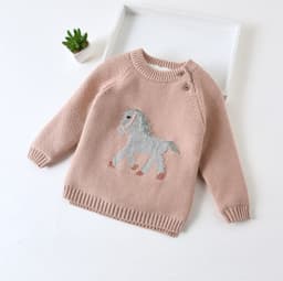 image-Korean Baby Winter Velvet Pullover - Carnation Color