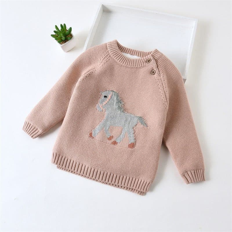image-Korean Baby Winter Velvet Pullover - Carnation Color