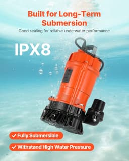 image-VEVOR 1/2 HP Submersible Trash Pump, 2000 GPH, 120V Cast Iron Submersible Sump Sewage Pump with 2 in Discharge, 39 ft Max Lift, Drain Dirty Clean Water, for Pools, Garden, Pond, Basement, Flooded Area