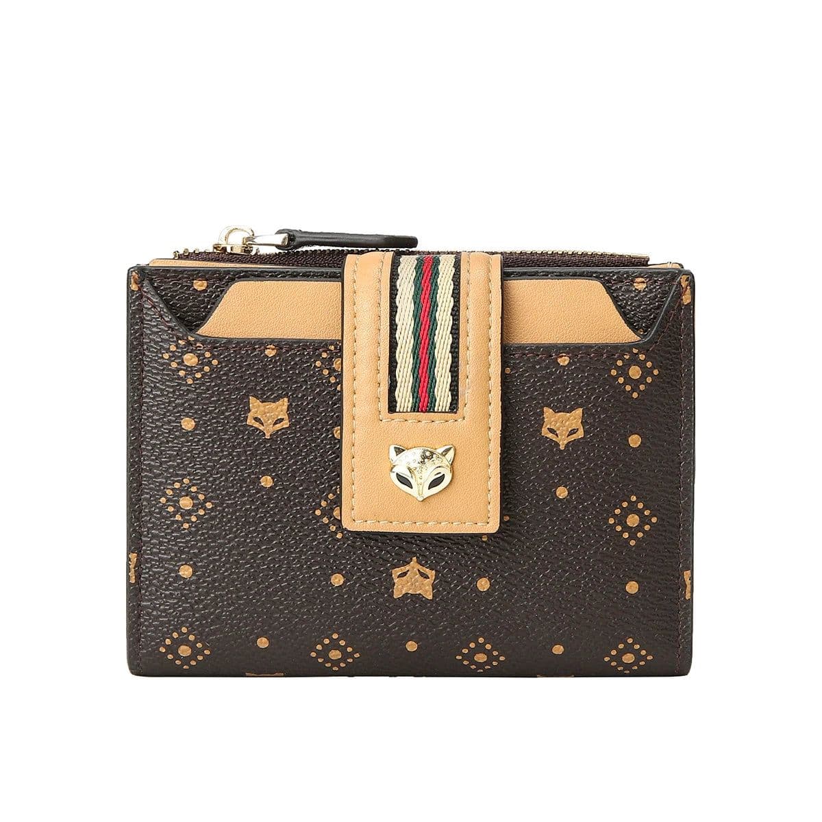 image-FOXER New Sign Monogram PVC Leather Wallet Lady Fashion Short Clutch Money Bags Women PU ID Card Holder Female Zipper Coin Purse