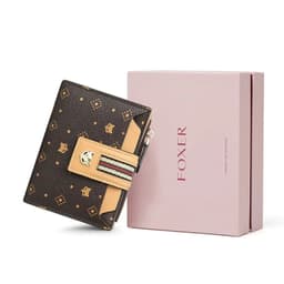 image-FOXER New Sign Monogram PVC Leather Wallet Lady Fashion Short Clutch Money Bags Women PU ID Card Holder Female Zipper Coin Purse