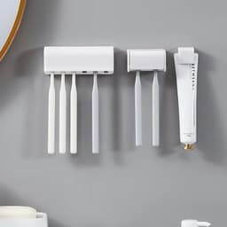 image-Toothbrush Stand Shaver Rack Organizer Electric Toothbrush Wall-Mounted Toothpaste Holders Space Saving Bathroom Accessories