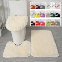 image-3PCS/set Solid Color Home Carpets Toilet Lid Cover Rugs Kit Non-slip Foot Mat for Bathroom Floor Bath Rug Foot Mat