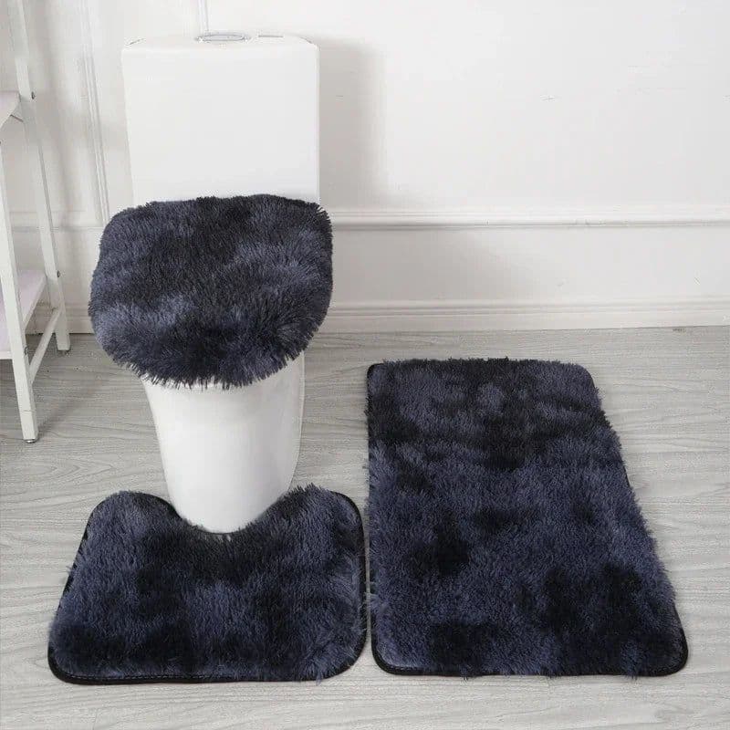 image-3PCS/set Solid Color Home Carpets Toilet Lid Cover Rugs Kit Non-slip Foot Mat for Bathroom Floor Bath Rug Foot Mat