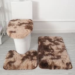 image-3PCS/set Solid Color Home Carpets Toilet Lid Cover Rugs Kit Non-slip Foot Mat for Bathroom Floor Bath Rug Foot Mat