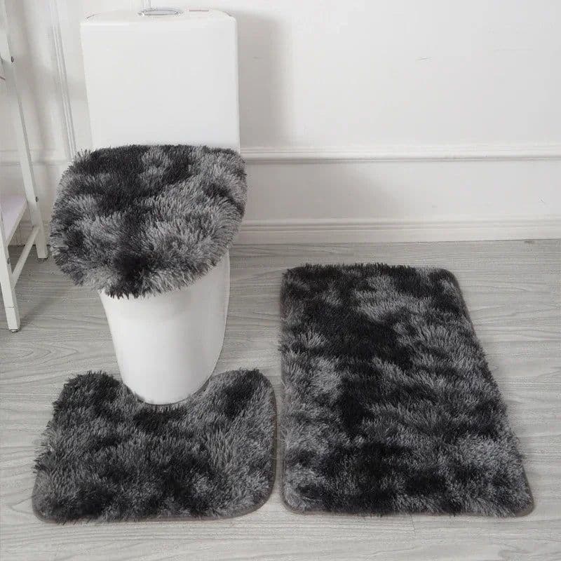 image-3PCS/set Solid Color Home Carpets Toilet Lid Cover Rugs Kit Non-slip Foot Mat for Bathroom Floor Bath Rug Foot Mat