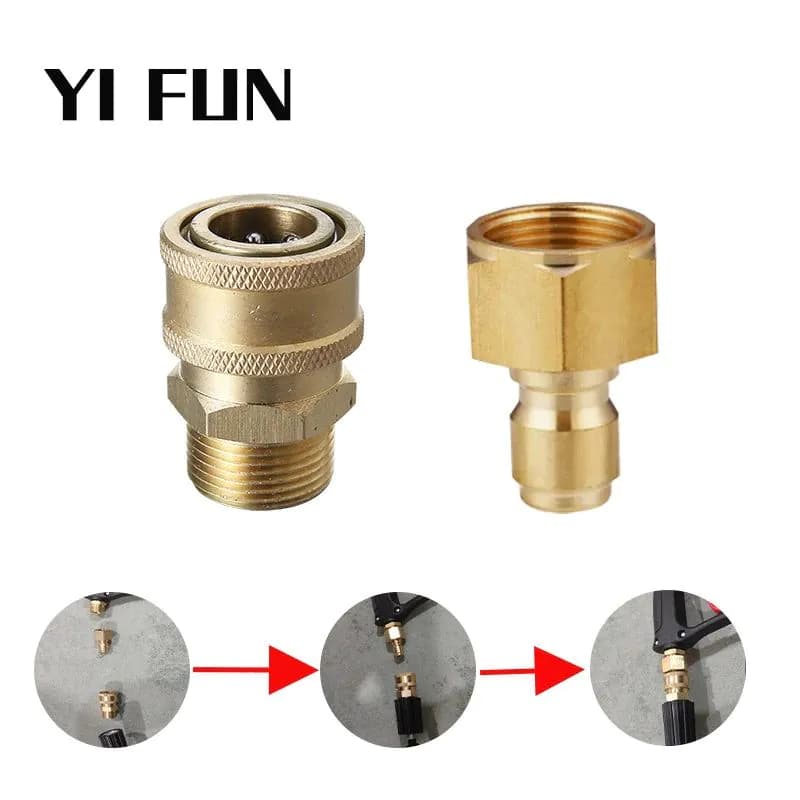 image-Car Wash Accessories 3/8 Quick Connection For High Pressure Washer M22 Adapter For Car Wash Water Gun Hose Washing Machine
