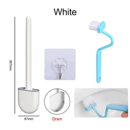image-Silicone Brush Head Toilet Brush Leak-Proof Base Convenient Sanitary Brush Head Storage Cover Toilet Cleaning Brush Wall-Mounted