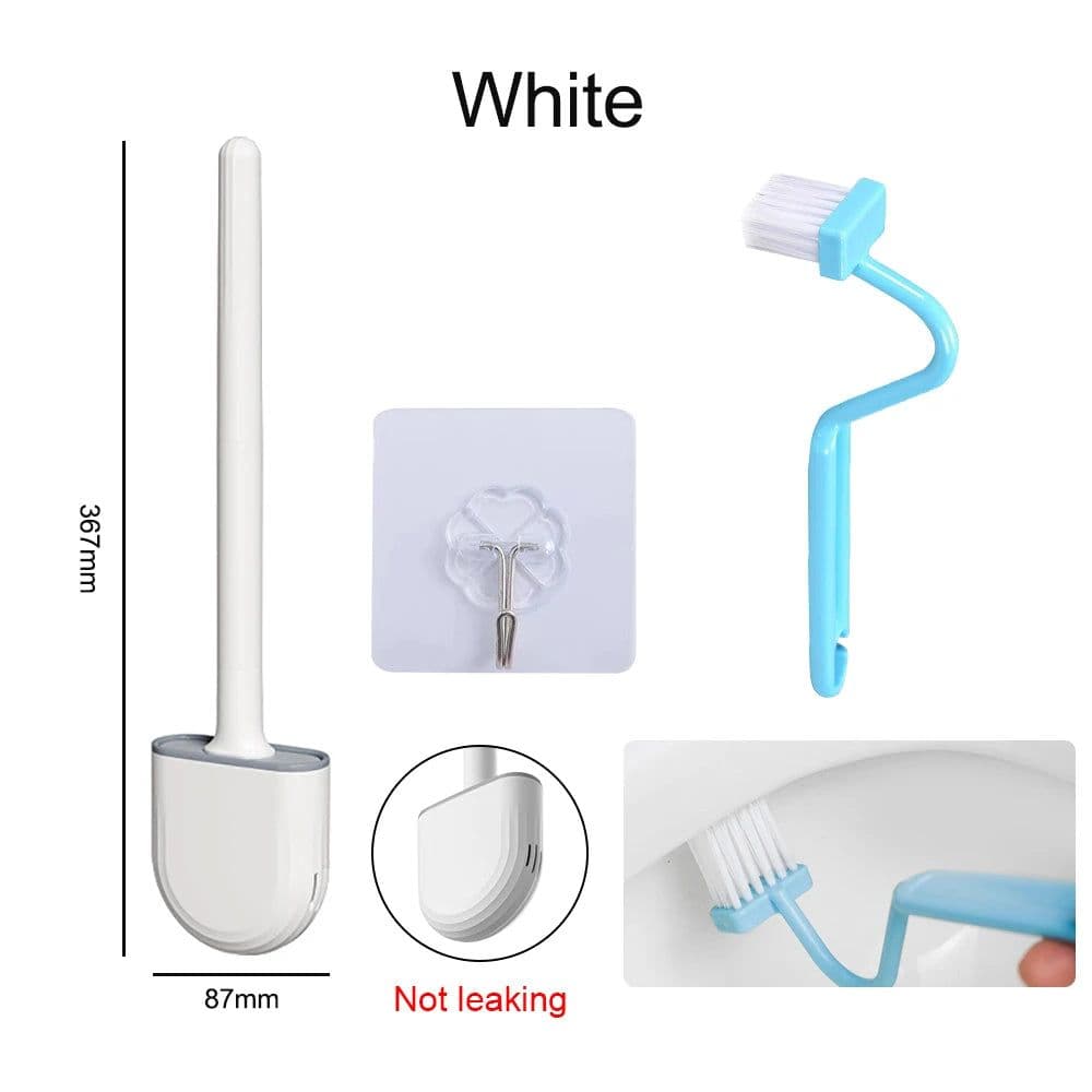 image-Silicone Brush Head Toilet Brush Leak-Proof Base Convenient Sanitary Brush Head Storage Cover Toilet Cleaning Brush Wall-Mounted