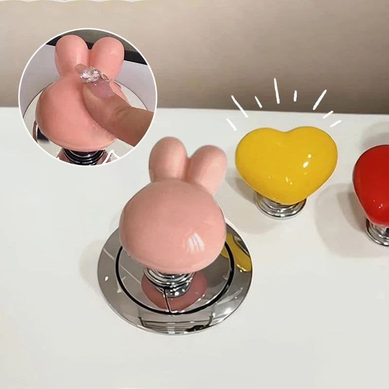 image-Toilet Press Button Kawaii Handle Heart Shaped Toilet Press for Bathroom Water Tank Buttons Bath Room Decor Accessories 변기손잡이