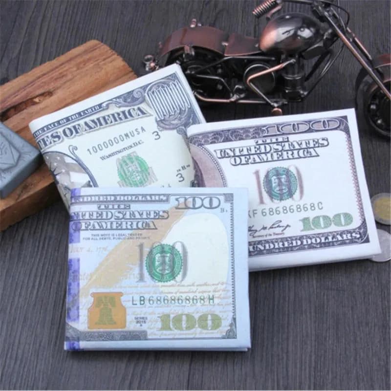 image-Men Money Canvas Wallets Credit ID Card Holder Bags Purses Currency Notes Pattern Insert Picture Cash Coin Dollars Euro Wallet