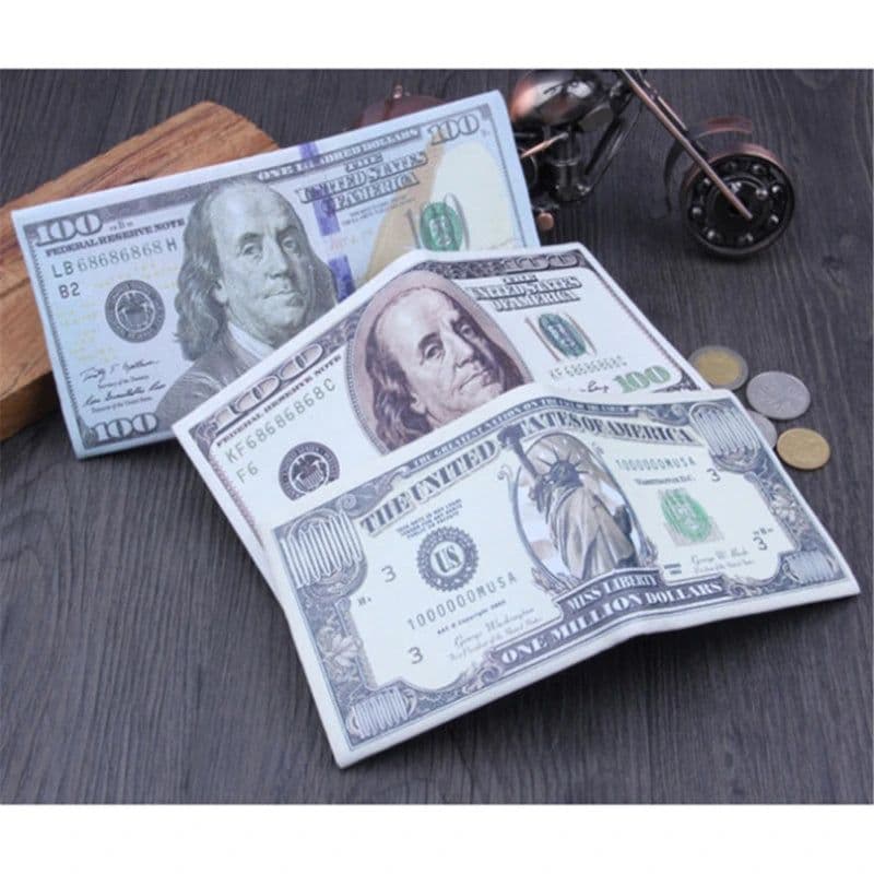image-Men Money Canvas Wallets Credit ID Card Holder Bags Purses Currency Notes Pattern Insert Picture Cash Coin Dollars Euro Wallet