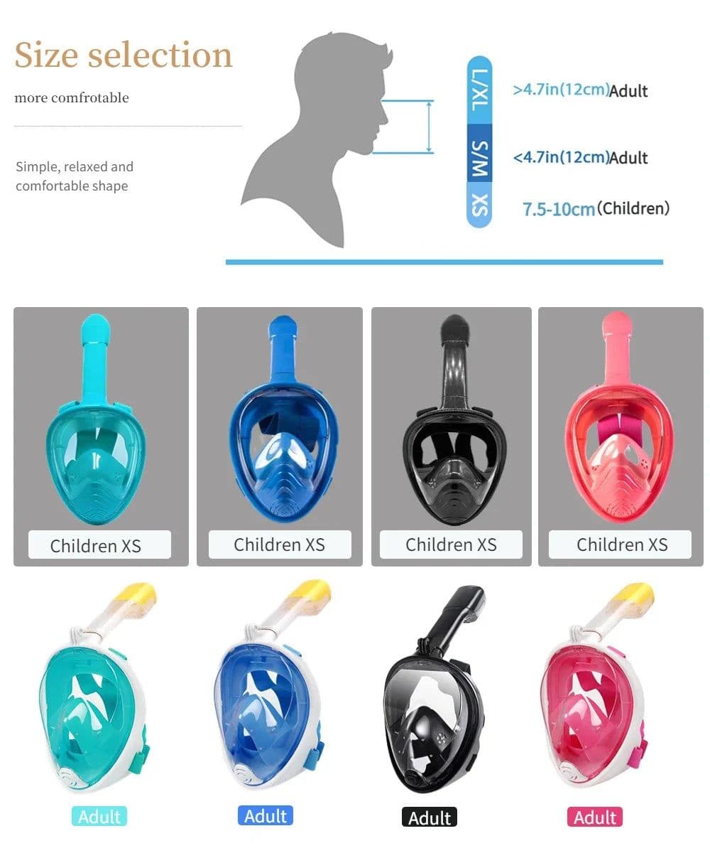 image-Underwater Scuba Anti Fog Full Face Diving Mask Snorkeling Respiratory Masks Safe Waterproof Swimming Equipment for Adult Kids