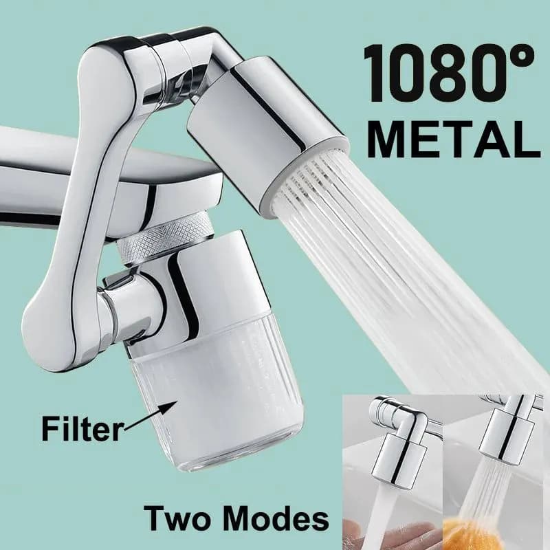 image-New Kitchen Faucet Extender with Filter 2 Modes Metal Universal Swivel Bubbler Nozzle 1080° Rotate Filtered Faucet Extension