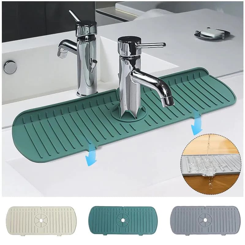 image-Kitchen Silicone Drainage Pad Bathroom Faucet Drip Mat Wash Basin Sink Splash Proof Draining Pad Table Heat Insulation Protector