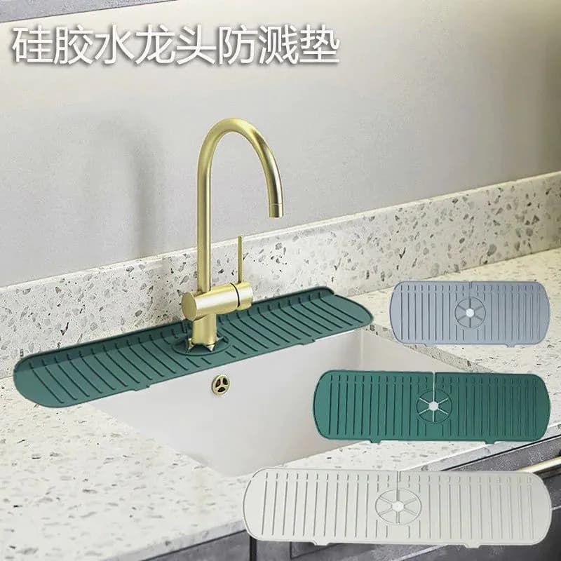 image-Kitchen Silicone Drainage Pad Bathroom Faucet Drip Mat Wash Basin Sink Splash Proof Draining Pad Table Heat Insulation Protector