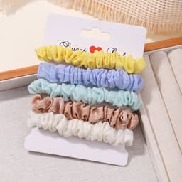 image-3/5/Pcs Silk Scrunchies Print Leopard Scrunchie Set Elastic Hair Bands Solid Color Fashion Headwear Women Hair Accessories Gift