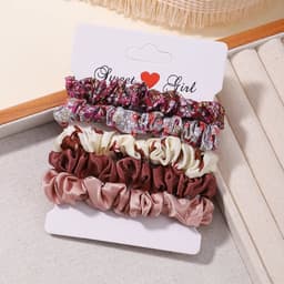 image-3/5/Pcs Silk Scrunchies Print Leopard Scrunchie Set Elastic Hair Bands Solid Color Fashion Headwear Women Hair Accessories Gift
