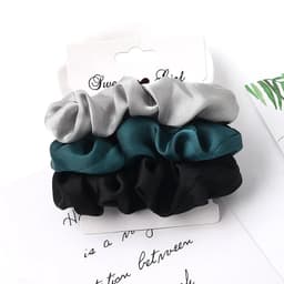 image-3/5/Pcs Silk Scrunchies Print Leopard Scrunchie Set Elastic Hair Bands Solid Color Fashion Headwear Women Hair Accessories Gift