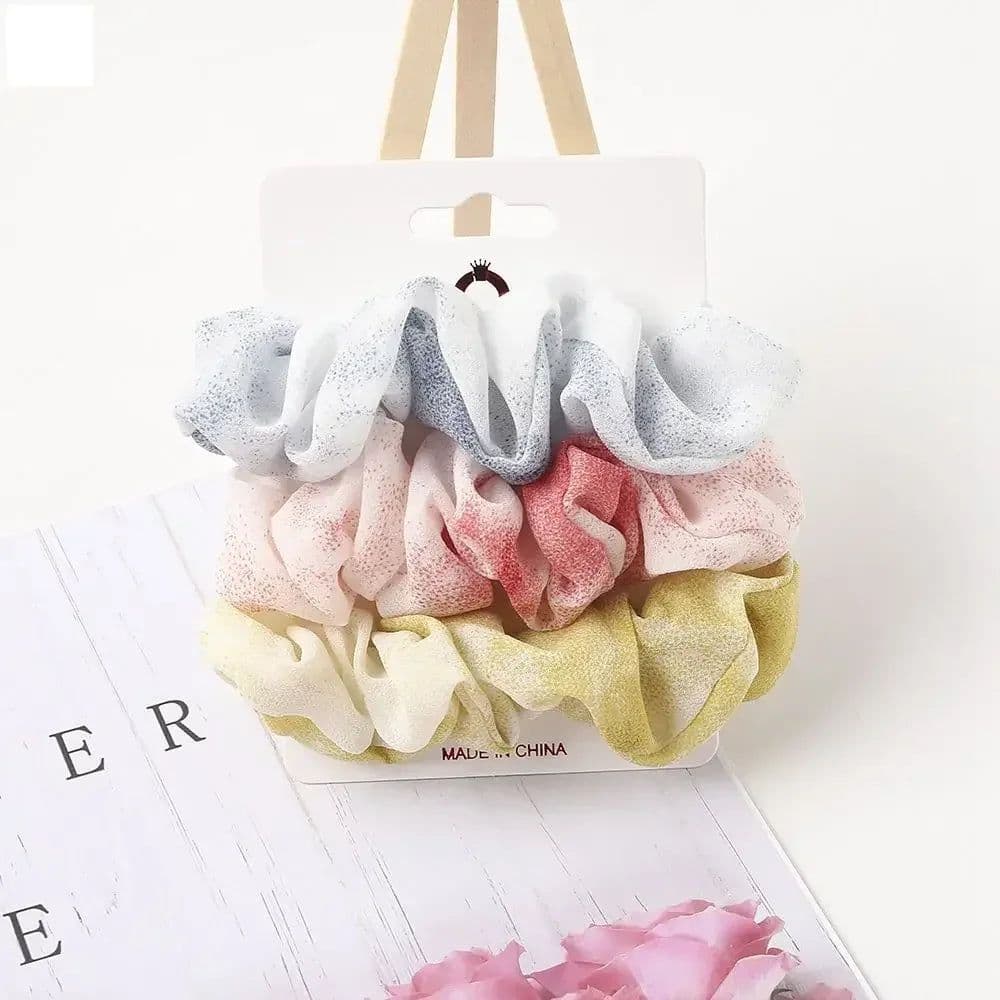 image-3/5/Pcs Silk Scrunchies Print Leopard Scrunchie Set Elastic Hair Bands Solid Color Fashion Headwear Women Hair Accessories Gift