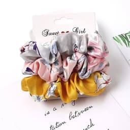 image-3/5/Pcs Silk Scrunchies Print Leopard Scrunchie Set Elastic Hair Bands Solid Color Fashion Headwear Women Hair Accessories Gift