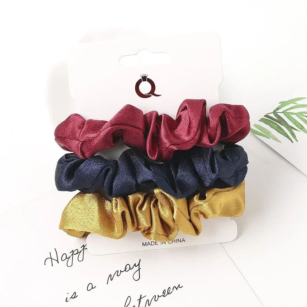 image-3/5/Pcs Silk Scrunchies Print Leopard Scrunchie Set Elastic Hair Bands Solid Color Fashion Headwear Women Hair Accessories Gift