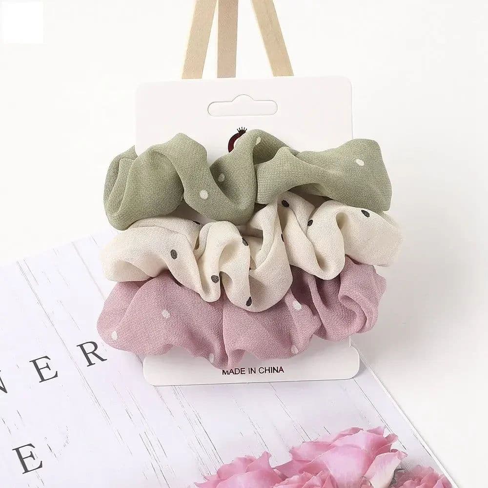 image-3/5/Pcs Silk Scrunchies Print Leopard Scrunchie Set Elastic Hair Bands Solid Color Fashion Headwear Women Hair Accessories Gift