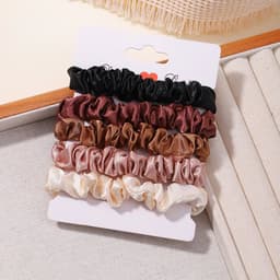 image-3/5/Pcs Silk Scrunchies Print Leopard Scrunchie Set Elastic Hair Bands Solid Color Fashion Headwear Women Hair Accessories Gift