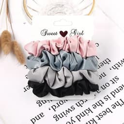 image-3/5/Pcs Silk Scrunchies Print Leopard Scrunchie Set Elastic Hair Bands Solid Color Fashion Headwear Women Hair Accessories Gift