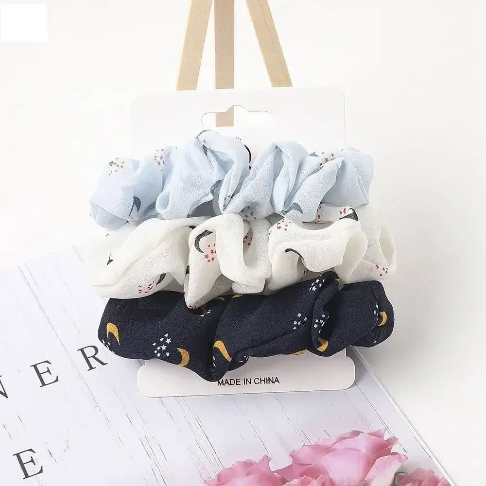 image-3/5/Pcs Silk Scrunchies Print Leopard Scrunchie Set Elastic Hair Bands Solid Color Fashion Headwear Women Hair Accessories Gift