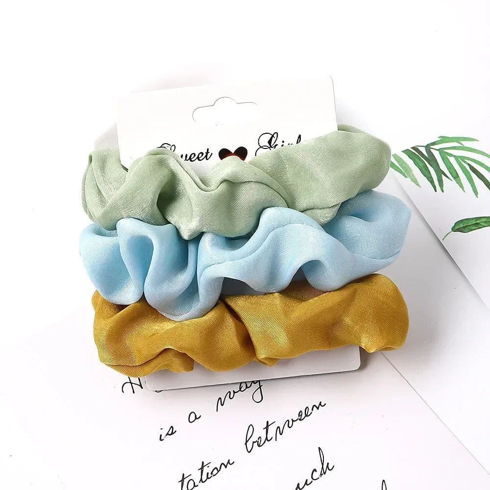 image-3/5/Pcs Silk Scrunchies Print Leopard Scrunchie Set Elastic Hair Bands Solid Color Fashion Headwear Women Hair Accessories Gift