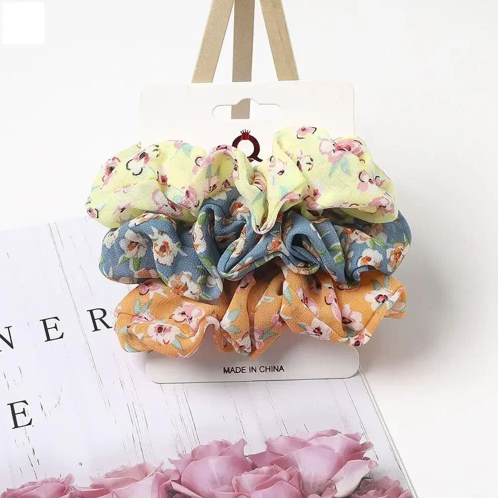 image-3/5/Pcs Silk Scrunchies Print Leopard Scrunchie Set Elastic Hair Bands Solid Color Fashion Headwear Women Hair Accessories Gift