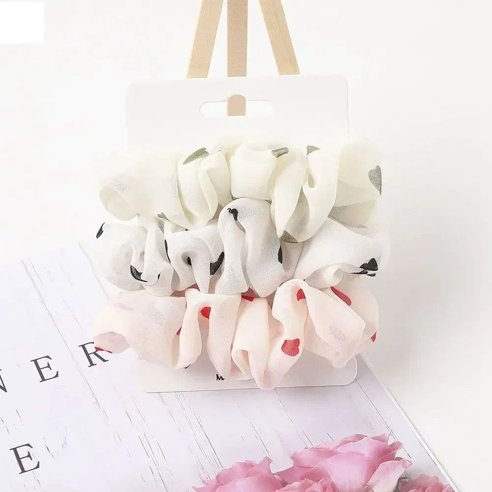 image-3/5/Pcs Silk Scrunchies Print Leopard Scrunchie Set Elastic Hair Bands Solid Color Fashion Headwear Women Hair Accessories Gift