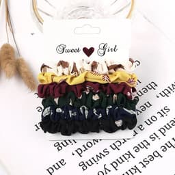 image-3/5/Pcs Silk Scrunchies Print Leopard Scrunchie Set Elastic Hair Bands Solid Color Fashion Headwear Women Hair Accessories Gift