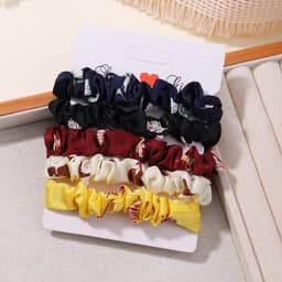 image-3/5/Pcs Silk Scrunchies Print Leopard Scrunchie Set Elastic Hair Bands Solid Color Fashion Headwear Women Hair Accessories Gift