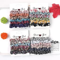 image-3/5/Pcs Silk Scrunchies Print Leopard Scrunchie Set Elastic Hair Bands Solid Color Fashion Headwear Women Hair Accessories Gift