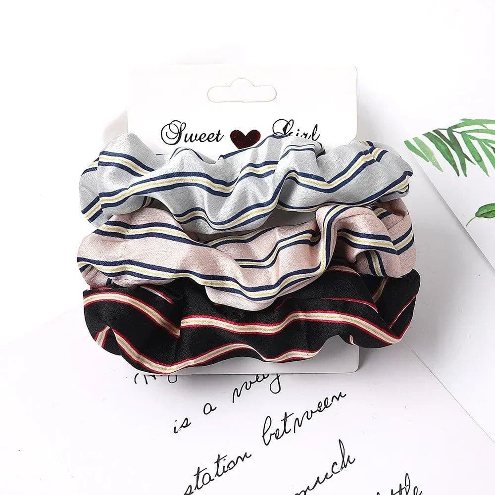 image-3/5/Pcs Silk Scrunchies Print Leopard Scrunchie Set Elastic Hair Bands Solid Color Fashion Headwear Women Hair Accessories Gift