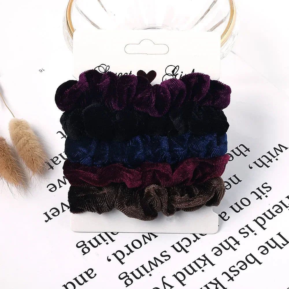image-3/5/Pcs Silk Scrunchies Print Leopard Scrunchie Set Elastic Hair Bands Solid Color Fashion Headwear Women Hair Accessories Gift