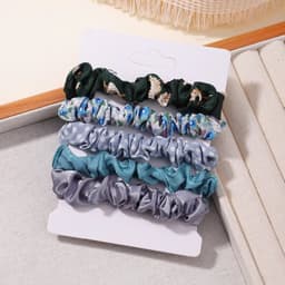image-3/5/Pcs Silk Scrunchies Print Leopard Scrunchie Set Elastic Hair Bands Solid Color Fashion Headwear Women Hair Accessories Gift
