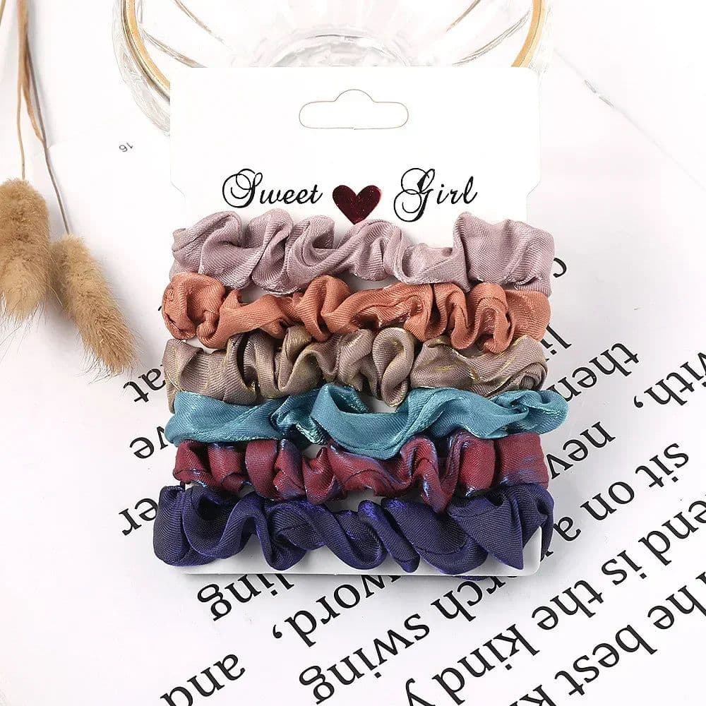 image-3/5/Pcs Silk Scrunchies Print Leopard Scrunchie Set Elastic Hair Bands Solid Color Fashion Headwear Women Hair Accessories Gift