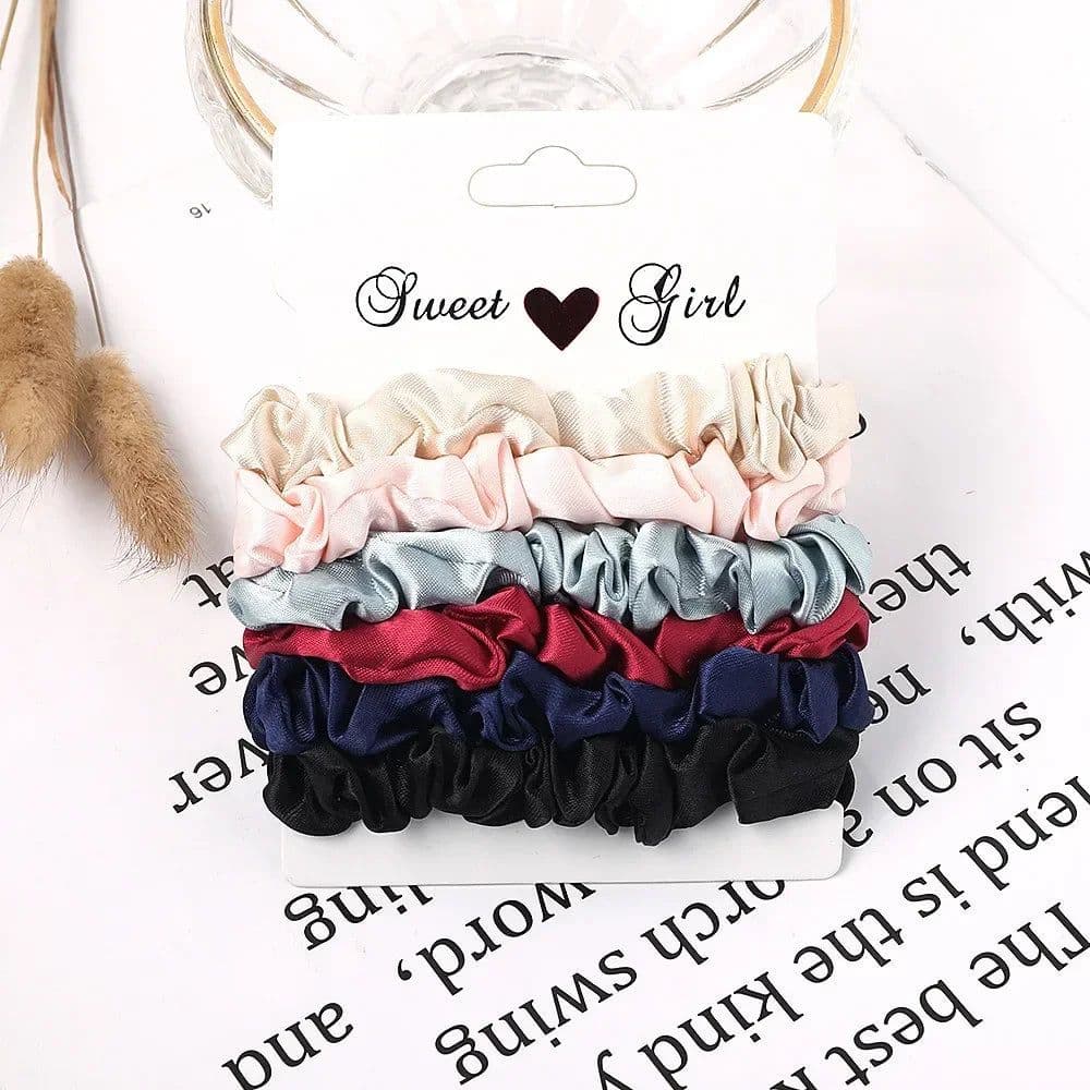 image-3/5/Pcs Silk Scrunchies Print Leopard Scrunchie Set Elastic Hair Bands Solid Color Fashion Headwear Women Hair Accessories Gift