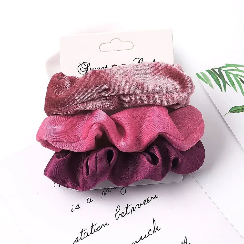 image-3/5/Pcs Silk Scrunchies Print Leopard Scrunchie Set Elastic Hair Bands Solid Color Fashion Headwear Women Hair Accessories Gift