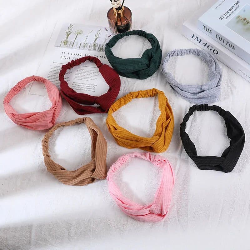 image-4Pcs Headbands for Women Twist Knotted Boho Stretchy Hair Bands for Girls Cross Turban Hairband Women Hair Accessories Headwear