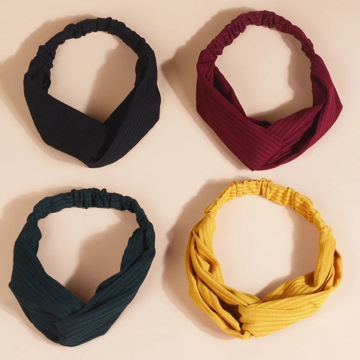 image-4Pcs Headbands for Women Twist Knotted Boho Stretchy Hair Bands for Girls Cross Turban Hairband Women Hair Accessories Headwear