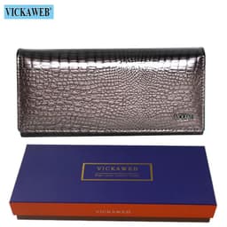 image-Free Gift Genuine Leather Women's Wallets Long Ladies Double Zipper Wallet Clutch Money Bag Design Purse Fashion Purses VK-AE501